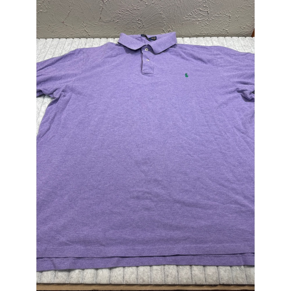 Polo Ralph Lauren Mens 3XLT Purple Heathered Short Sleeve Cotton Polo Shirt - Picture 4 of 7